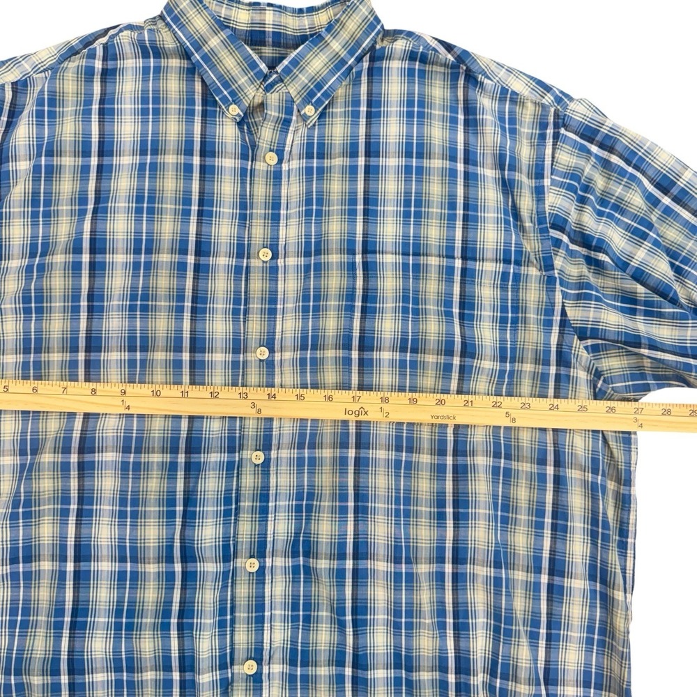 Puritan Wrinkle Resistant Plaid Button Down Blue Men 2XL - Picture 2 of 7